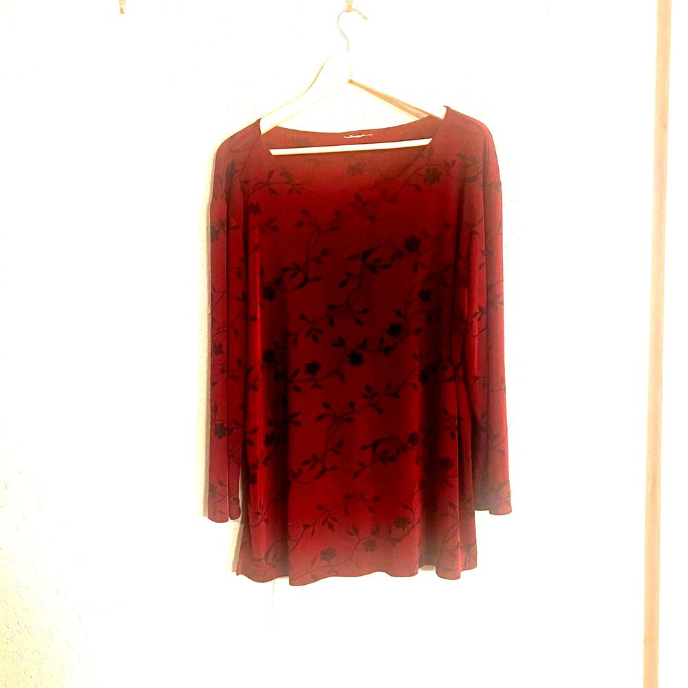 Women’s floral pattern xxl Blouse Shirt Top stretchy Y2K scoop neck workwear